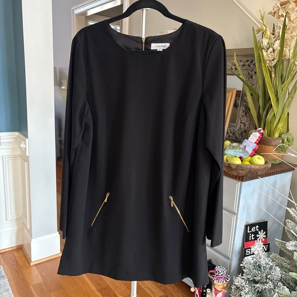 Calvin Klein Black Dress with Gold Zipper Accents - Picture 2 of 7